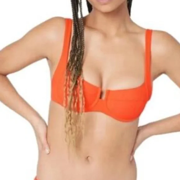 NWT L Space Camellia Orange Underwire Bikini Top Sz XS